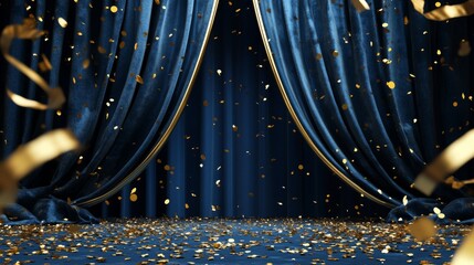 A Luxurious Stage Backdrop with Golden Confetti