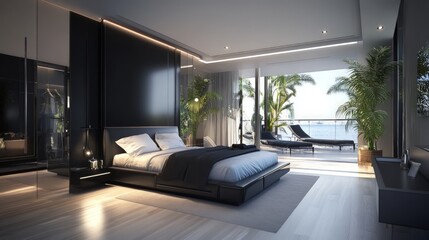 Modern Elegant Bedroom with Ocean View and Natural Light
