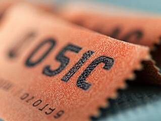 close up of a raffle ticket with the number 051c printed on it