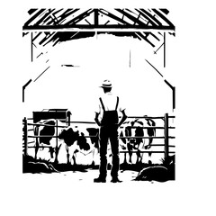 Naklejka premium Cow Farm Vector Logo Design