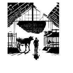 Fototapeta premium Cow Farm Vector Logo Design