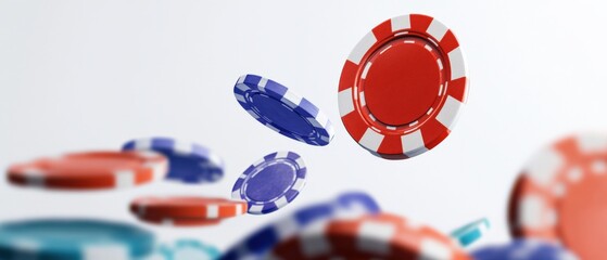 casino chips gambling poker game chance red white blue bet risk