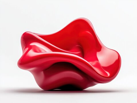 abstract red blob sculpture on white background