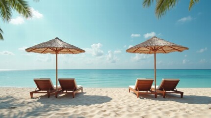 Obraz premium Lounge chairs on the beach