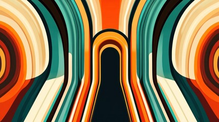 Abstract colorful striped tunnel.