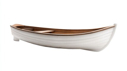 empty classic wooden row boat isolated on white