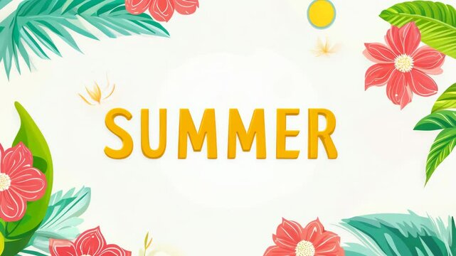 tropical leaves and word summer. generated.