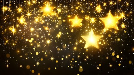 Golden Stars Sparkle In A Night Sky Background