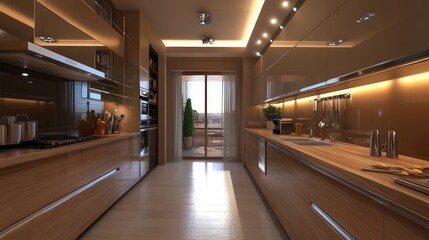 Modern Stylish Kitchen Interior with Natural Light and Wooden Finishes