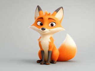 Obraz premium cute cartoon fox sitting