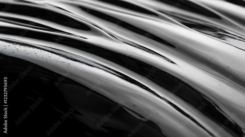 Poster abstract black liquid surface showing wave patterns
