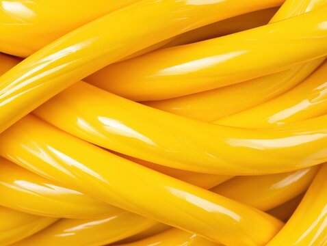 close-up of tangled yellow string or rope