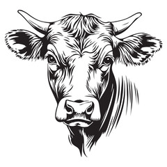 Bold Cow Head Vector: Perfect for Rustic Designs