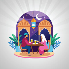 Ramadan Mosque Domes, Silhouette Crescent, Iftar Scene, Crescent Illustration, Hijab Reading, Quran with Child, Crescent Moon Woman, Islamic Lantern.
