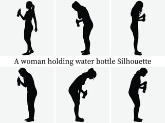 A woman holding water bottle silhouettes