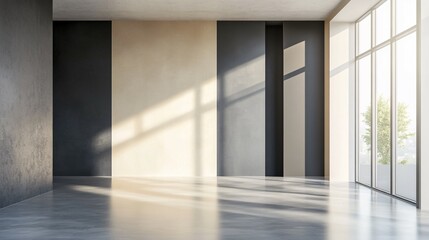 Modern Empty Room With Neutral Walls And Large Window