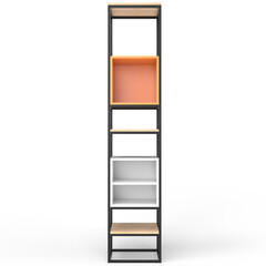 Loft style shelving unit made of metal and wooden shelves for accessories