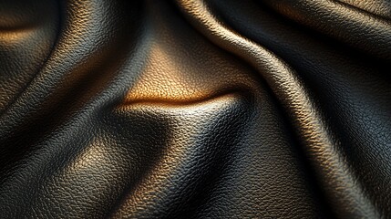 Naklejka premium Dark Golden Leather Texture Draped In Soft Folds