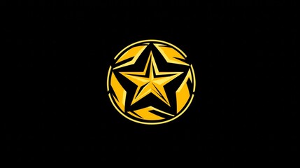 Iconic golden star design on a black background representing excellence and achievement in various fields. Generative AI