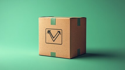 Fototapeta premium A secure cardboard box featuring a weight limit warning, rendered on a green backdrop