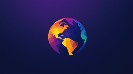 Fototapeta premium Colorful geometric representation of Earth showcasing vibrant continents in a modern design style. Generative AI