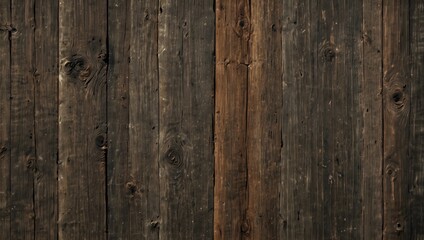 Naklejka premium Close-up of vertical wooden planks with dark texture, visible knots, and rustic feel