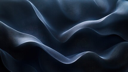 Fototapeta premium Dark blue fabric waves, elegant texture, studio shot, background design