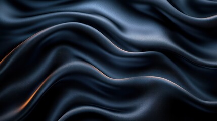Obraz premium Dark blue silk fabric waves, elegant background texture