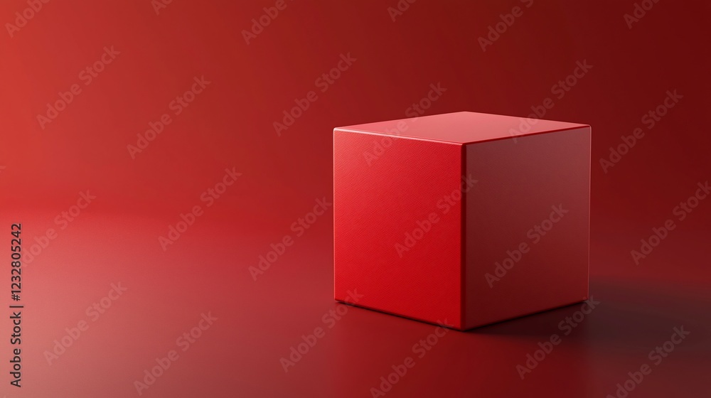Aufkleber a single red cube sits on a red surface