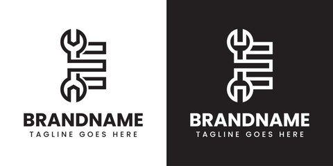 Letter E Wrench Logo, ideal for automotive, repair, or engineering industries