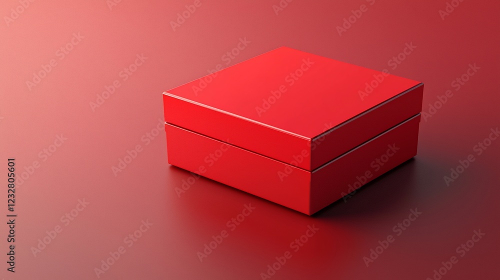 Poster A Red Square Box Sits On A Red Surface