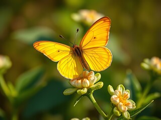 Fototapeta premium Vibrant Common Brimstone Butterfly on Plant - AI Photo