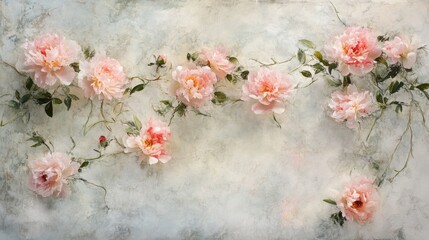 Delicate Pink Peonies Arranged on a Textured Background