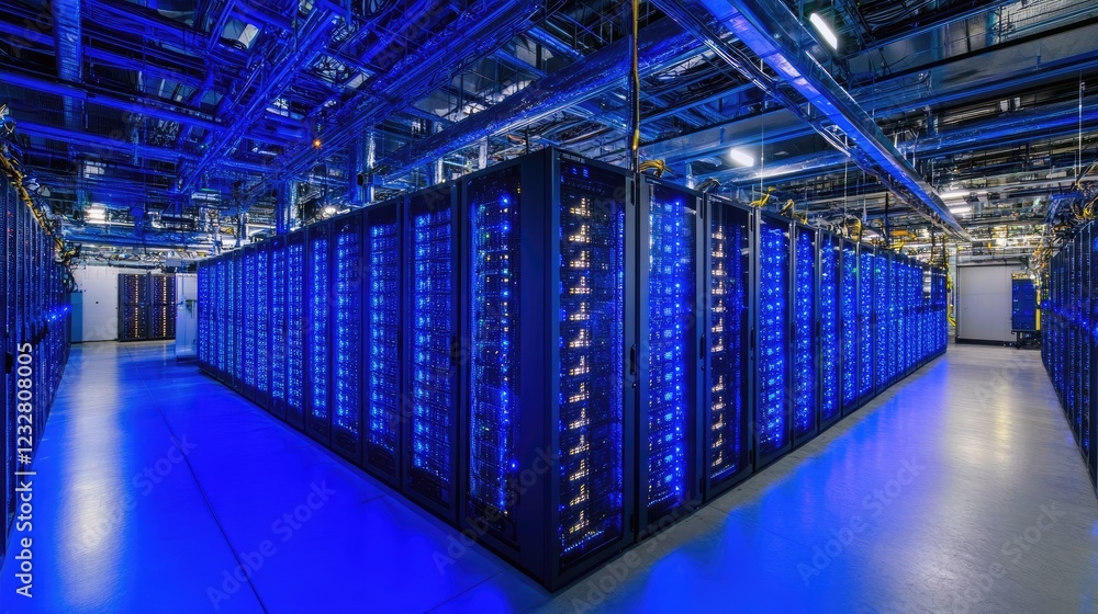 Aufkleber Illuminated Server Room Data Center Network Infrastructure