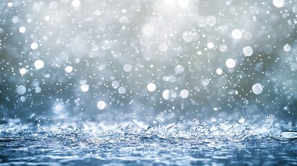 Rainwater splashing with bokeh background effect