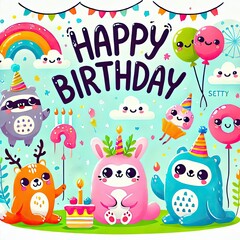 Fototapeta premium happy card with animals