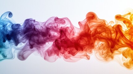 Colorful smoke wave on white background for abstract design
