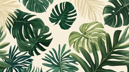 Lush Tropical Leaves Botanical Illustration Design