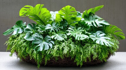 Lush Green Monstera and Fern Plant Arrangement