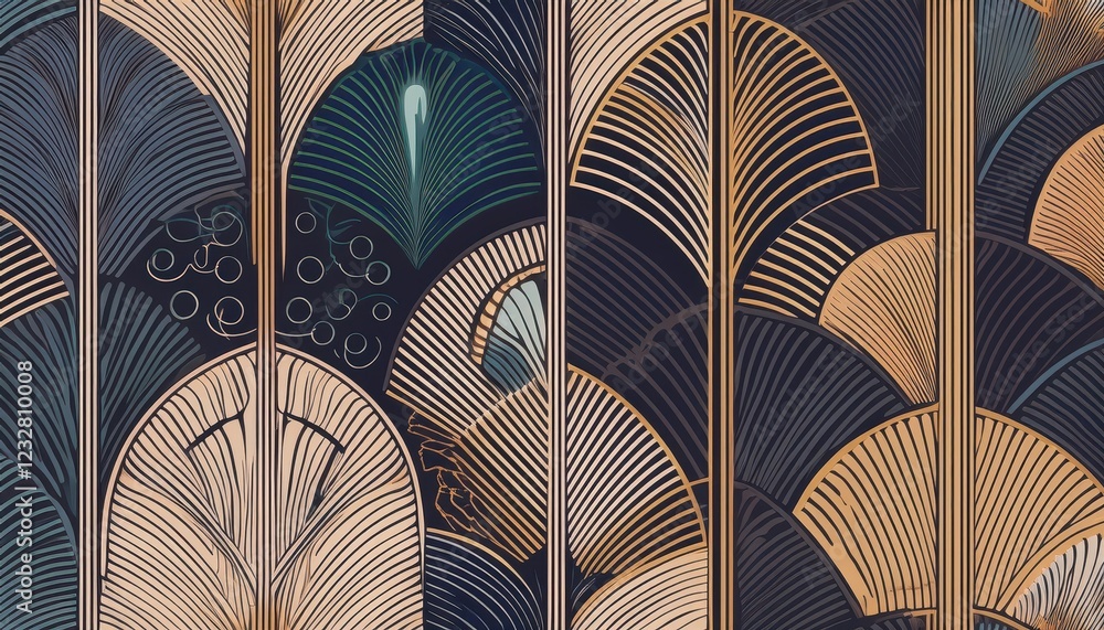 Aufkleber art deco seamless patterns in a trendy minimal linear style evoking elegance and sophistication with