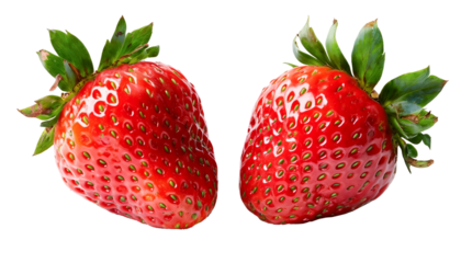 Two Fresh Strawberries Against A Pure White Background