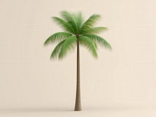 Obraz premium single palm tree on a neutral beige background, perfect for summer or travel designs