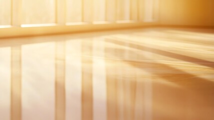 Sunlight Illuminates Polished Floor Through Window Blinds