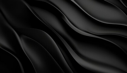 Obraz premium A smooth, wavy texture in deep black, creating an elegant and modern aesthetic with a subtle play of light and shadow.