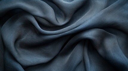 Obraz premium Draped dark blue silk fabric, textured background, design