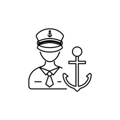 Outline Sailor with anchor icon which symbolizes the greatness of a sailor