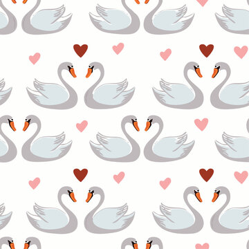 nahtloses muster von 2 schwaenen die sich lieben valentins tag