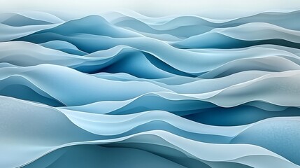 Obraz premium Abstract Blue Wave Landscape Digital Art