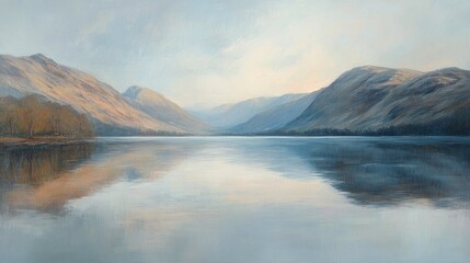 Serene Mountain Lake Reflecting Tranquil Sky