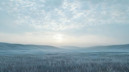 Obraz premium Winter Sunrise Landscape: Frozen Field and Serene Sky